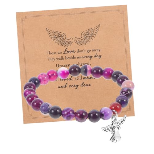 TOPPERFUN 1 Satz Verlust Eines Geliebten Menschen Armbänder Set mit Karte Trauergeschenke für Frauen Elegantes Steinperlen Armband Elastisch Tröstend und für Erinnerungen an Verstorbene von TOPPERFUN