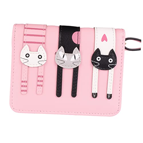 TOPPERFUN Katzen Reißverschluss Geldbörse Damen Kleiner Geldbörse PU Süße Katzenmuster Tragbare Brieftasche für Geld Karten und Fotos für Frauen von TOPPERFUN