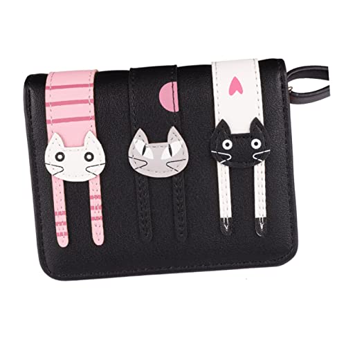 TOPPERFUN 1 Stück Damen Geldbörse mit Katzenmuster Kurze Reißverschluss Geldtasche für Münzen und Kleinigkeiten von TOPPERFUN
