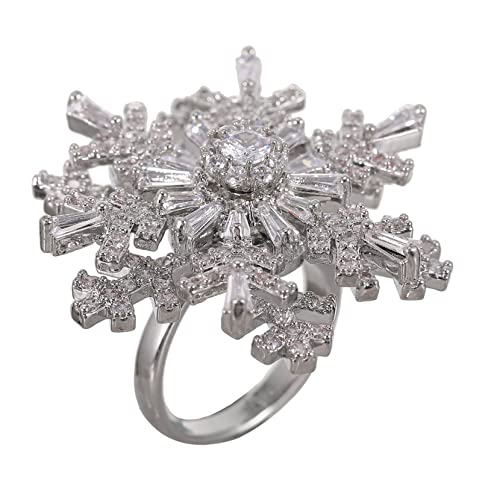 TOPPERFUN 1 Stück Doppelter Schneeflockenring für Damen Einstellbarer Offener Ring Hochwertigem Material für Partys und Tägliche Perfektes für Freunde von TOPPERFUN