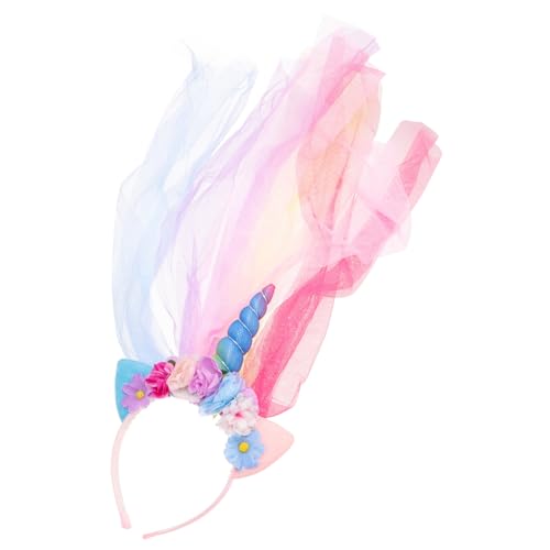 TOPPERFUN 1 Stück Einzigartiger Einhorn Haarreifen mit Schleier für Mädchen Festliche Haaraccessoires für Geburtstagsfeiern Feiertage und Cosplay von TOPPERFUN