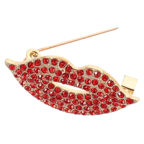 TOPPERFUN Lippenförmige Brosche Legierung mit Strasssteinen Stilvolle Kleidungsaccessoire für Partys und Feiern von TOPPERFUN