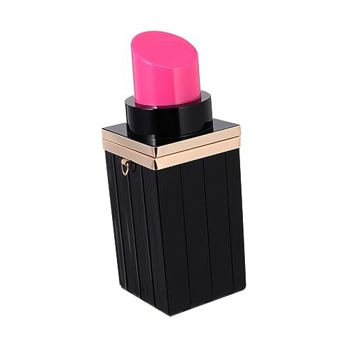 TOPPERFUN 1 Stück Lippenstift Form Tasche Stylische Umhängetasche Clutch und Abendtasche für Damen für Dinner und Vielseitige Anlässe Schwarz für Geld und Kosmetik von TOPPERFUN