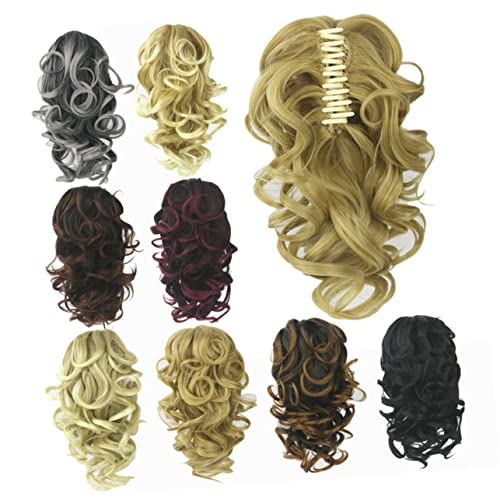 TOPPERFUN 1 Stück Lockige Synthetische Haarperücke mit Haarklammer für Pferdeschwanzverlängerung Clip in Haarteil für Damen und Mädchen Farbe von TOPPERFUN