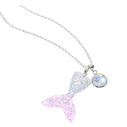TOPPERFUN 1 Stück Meerjungfrau Halskette Schmuck für Mädchen Einfacher und Modischer Anhänger Silber mit Farbverlauf für Partys und Besondere Anlässe von TOPPERFUN