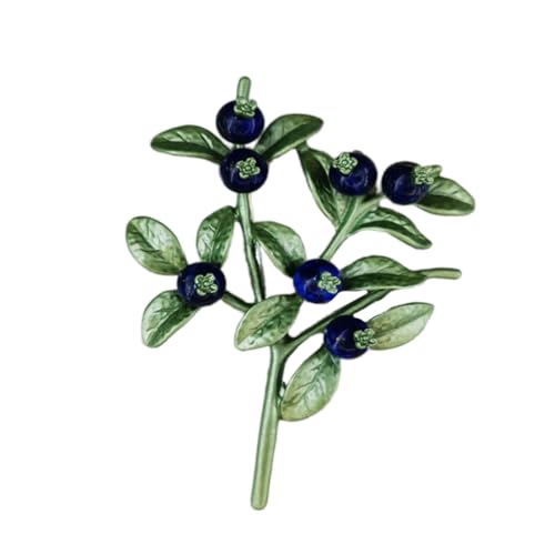 TOPPERFUN 1 Stück Retro Brosche Grüner Farbgebung mit Blaubeerzweig Design Elegantes Accessoire für Hochzeiten Partys und Alltag Langlebigem Gefertigt von TOPPERFUN