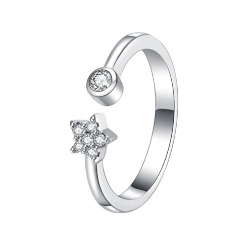 TOPPERFUN Sternförmiger Fingerring Damen Eleganter Offener Ring Aus Edelstahl Modischer Schmuck Für Frauen Trendy Ring Für Besondere Anlässe Als von TOPPERFUN