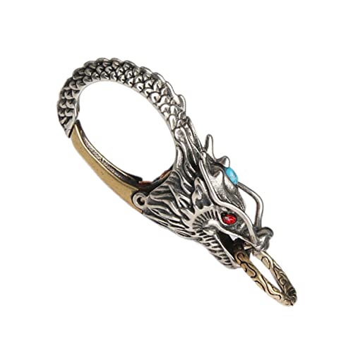 TOPPERFUN Drache Schlüsselanhänger Retro 1 Stück Vintage Schlüsselschnalle Kupfer mit Diamantverzierung für Männer Praktischer Gürtel Schlüsselhalter von TOPPERFUN