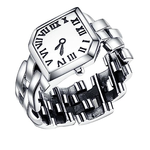 TOPPERFUN 1 Stück Sterling Silber Ring Uhr Einzigartige Damen und Mädchen Armbanduhr mit Verstellbarem Design für Täglichen Gebrauch Praktisch und von TOPPERFUN