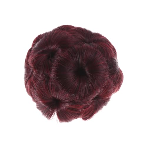 TOPPERFUN 1 Stück Synthetischer Haar Dutt Clip mit Blumen Design für Damen Hochsteckfrisur Haarklammer Weinrot Chignon Clip von TOPPERFUN