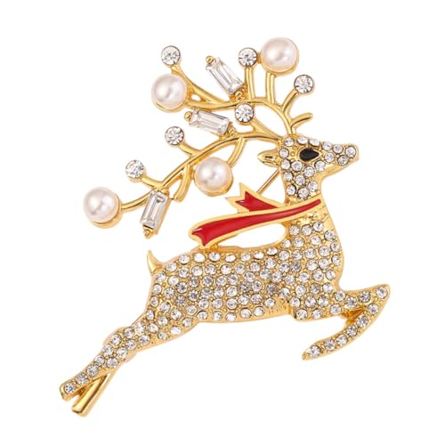 TOPPERFUN 1 Stück Weihnachtsbrosche mit Zirkonia und Stilvolles Accessoire für Festliche Anlässe und Partys Goldene Anstecknadel für Kleidung und Taschen von TOPPERFUN