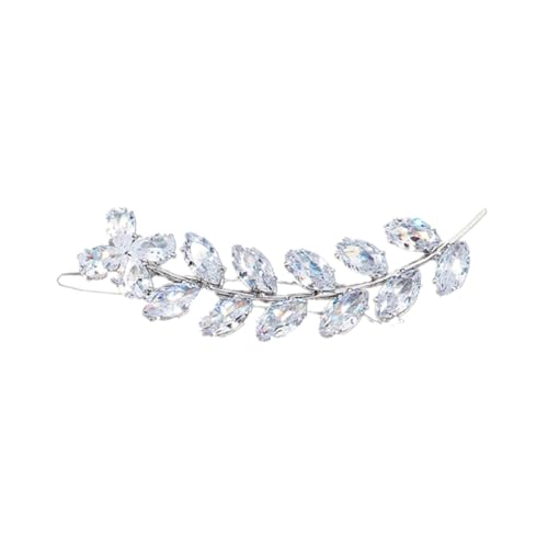 TOPPERFUN 1 Stück Zircon Haarclip Blattform Haarklammer für Damen Rutschfest für Hochzeiten und Besondere Anlässe mit Funkelnden Zirkonsteinen Silberfarben Perfektes Haarschmuck Accessoire von TOPPERFUN