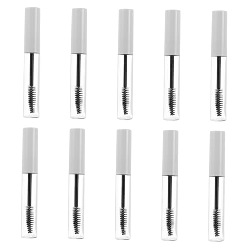 TOPPERFUN 10 Stück Mini Mascara Tubes Leer Rund Weiß Rosa Transparent Wimpernbürsten Behälter für Rizinusöl DIY Makeup Künstler Reise Geeignet von TOPPERFUN