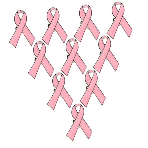 TOPPERFUN 10 Stück Ribbon Broschen Brustkrebs bewusstsein Anstecknadeln für Frauen Langlebige Legierung Minimalistisches Design Stilvolle Brosche zur Unterstützung von Frauen und Gesundheit von TOPPERFUN