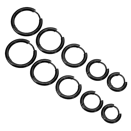 TOPPERFUN 10 Stück Teiliges Hypoallergene Creolen Ohrringe für Damen Runde Metall Ohrringe Schwarz Elegantes Ohrschmuck Accessoire für von TOPPERFUN