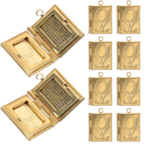 TOPPERFUN 10 Stück Teiliges Kupfer Buchanhänger Schmuckanhänger Rechteckige Foto Uhrenbox Anhänger Charm für Schmuckherstellung Langlebig Vielseitig Einsetzbar Eleganter Kupferton von TOPPERFUN