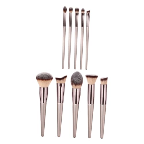 TOPPERFUN 10 Stück Teiliges Make Up Pinselset Gesichtspinsel Foundation Puder Lidschatten Kosmetikpinsel Nylonhaare Dicht Weich für Damen Professionelles Schminkwerkzeug Elegant Goldfarben von TOPPERFUN