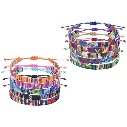 TOPPERFUN 10 Stück Teiliges Set Ethnische Armbänder Verstellbare Baumwoll Mischung Armbänder für Damen Bohemian Stil Sommer Strand Freundschaftsarmbänder von TOPPERFUN
