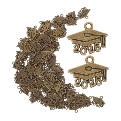TOPPERFUN 100 Stück Mini Graduation Cap Anhänger Robuste Zinklegierung Charms Vielseitig für Halsketten Armbänder Schlüsselanhänger DIY Schmuck und Bastelbedarf von TOPPERFUN