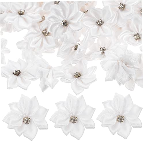 TOPPERFUN 100 Stück Multifunktionale Kunstblumen Haarclips 3cm Weiße Haarblume Mit Strass Selbstgemacht Haarschmuck Für Frauen Und Mädchen Dekorative Blumen Für Hochzeiten von TOPPERFUN