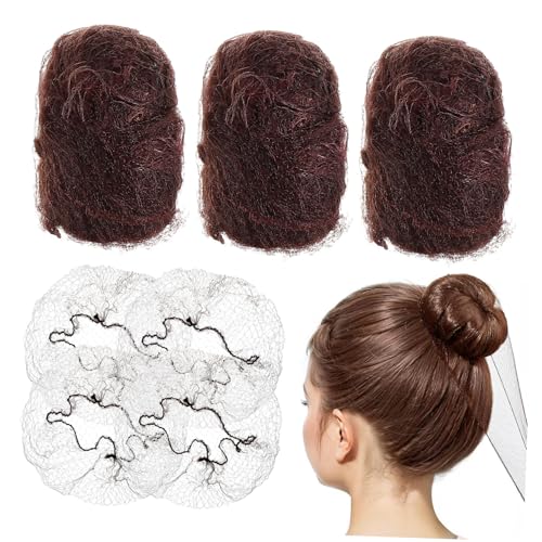 TOPPERFUN 100 Stück Unsichtbare Elastische Haarnetze 50cm Für Ballett Dutt Haarknotenzubehör Für Frauen Und Mädchen Kaffee Atmungsaktiv Und Leicht von TOPPERFUN