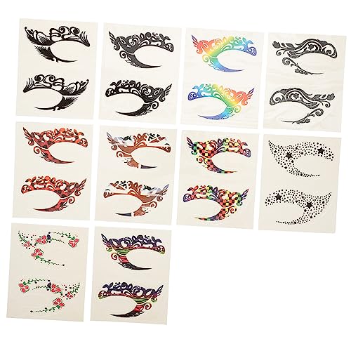 TOPPERFUN 10Paare Selbstklebende Lidschatten und Eyeliner Aufkleber Temporäre Augen Make Up Tattoos für Karneval Halloween und Partys Einfach Anzuwenden und Abnehmbar von TOPPERFUN