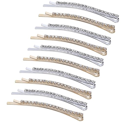 TOPPERFUN Strass Haarspangen 10 Stück Glänzende Haarnadeln Für Frauen Hochzeit Haarschmuck Silberne Goldene Clips Für Brautfrisuren Und Besondere Anlässe von TOPPERFUN