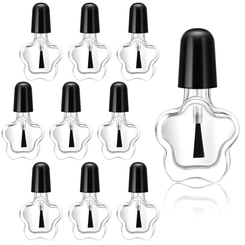 TOPPERFUN 10stücke Transparente Glas Nagellackflaschen Leere Nagellackbehälter Für Diy Nagellack Organizer Mit Pinsel Und Deckel Für Reisen Und Outdoor-aktivitäten von TOPPERFUN