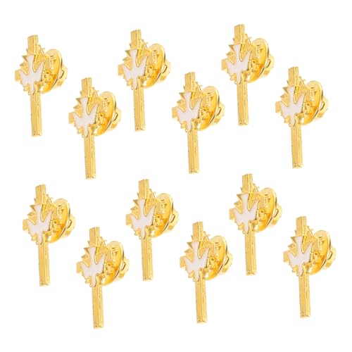 TOPPERFUN 12 Stück Broschennadeln Mit Taubenkreuz – Anstecknadeln Emaille Legierung Für Trauerbrust Rucksack Kleidung Taschen Hüte Und Friedensinspirierte Accessoires von TOPPERFUN