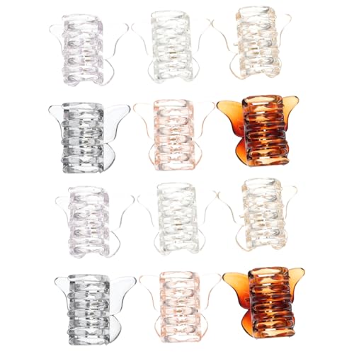 TOPPERFUN 12 Stück Haarklammern Schmetterlingsform Mittlere Bunte Transparente Haarspangen für Damen Vielseitige Haarklammern zum Fixieren von Haaren Beim Make up Bad und Alltag Modisches von TOPPERFUN