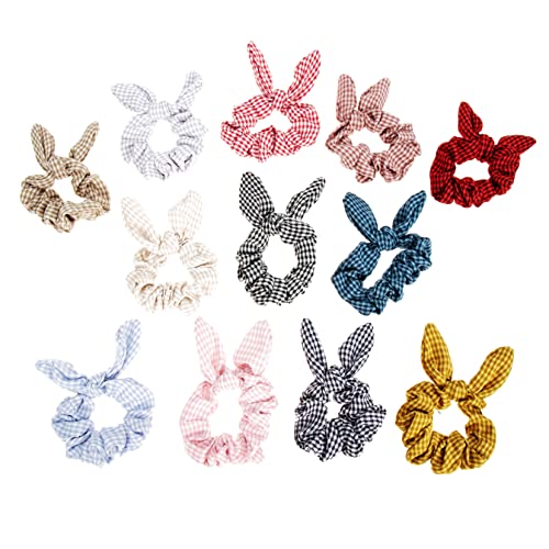 TOPPERFUN 12stücke Kariertes Haarband Haarringe Haargummis Haarseile Haarschmuck Für Damen Und Mädchen Mit Schleifen Und Hasenohren-design Hergestellt Aus Hochwertigem Material von TOPPERFUN