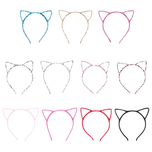 TOPPERFUN 12 Stück Teiliges Bunte Katzenohren Haarreife aus Weichem Plüsch für Halloween Party Cosplay Komfortable Haarbänder in Verschiedenen Farben als Festliche Kopfbedeckung von TOPPERFUN