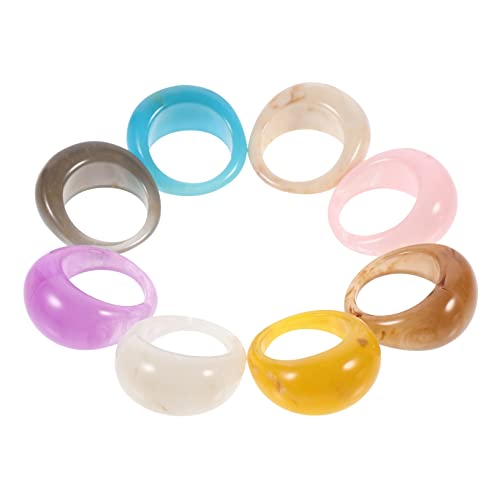 TOPPERFUN 12 Stück Teiliges Set Bunter Ringe Hochwertigem Resin Retro Finger Schmuck für Frauen und Leicht für Partys und Besondere Anlässe von TOPPERFUN