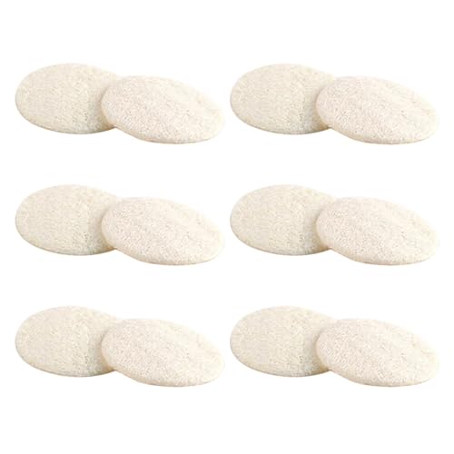 TOPPERFUN 12 Stück Wiederverwendbare Luffa Gesichtspads für Sanftes Peeling Natürliche Reinigungs Schwämme für Empfindliche Haut Gesichtsreinigung Reisefreundliche Duschmatte von TOPPERFUN