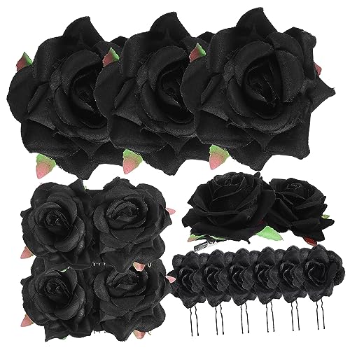 TOPPERFUN 12stücke Damen Rosen Haarclips Mädchen Blumen Haarspangen Blume Haar Zubehör von TOPPERFUN