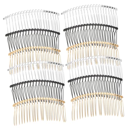 TOPPERFUN 12stücke Metall-haarnadeln Zahn-kamm Drahtdrehung Brautschleier-kämmen Schieb-dutthaltern Diy-kopfbedeckungen Für Frauen Und Mädchen Haarspangen-zubehör Aus Hochwertigem Metall Für von TOPPERFUN