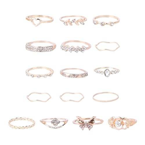 TOPPERFUN 16 Stück Teiliges Damen Ring Set Schmuck für Frauen Modisches Design Vielseitig Einsetzbar für Anlässe Geschenkidee für Muttertag Geburtstag oder TOPPERFUN 16 Stück Teiliges Damen Ring Set Schmuck für Frauen Modisches Design Vielseitig Einsetzbar für Anlässe Geschenkidee für Muttertag Geburtstag oder von TOPPERFUN