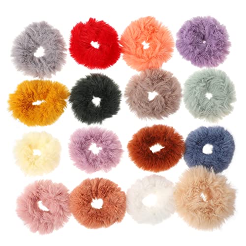 TOPPERFUN 16 Stück Teiliges Haargummis aus Weichem Plüschigem Material Elastische Haarbänder für Damen für Alltag Partys und Sport Süßes und Modisches Haarschmuck Accessoire von TOPPERFUN