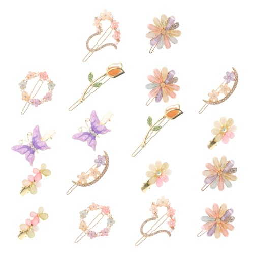 TOPPERFUN 18 Stück Teiliges Haarschmuck Strass haarspangen Schmetterlings Blumen designs Sichere Haarklammern für Damen Eleganter Sitz bei Hochzeit Party und Alltag von TOPPERFUN