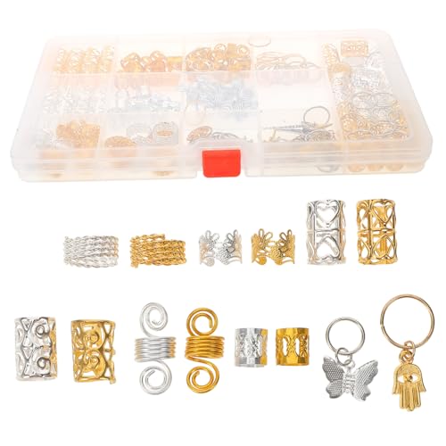 TOPPERFUN 185 Stück Teiliges Dreadlock Zubehör Set Haar Schmuck für Zöpfe und Dreadlocks aus Robustem Leicht und Komfortabel für DIY Frisuren und von TOPPERFUN