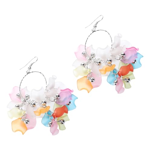 TOPPERFUN Böhmische Ohranhänger Aus Kunststoff Mit Blütenblatt Design Lange Quasten Farbenfrohe Tropfenohrringe Für Damen Für Strandurlaub Und Festliche Anlässe von TOPPERFUN