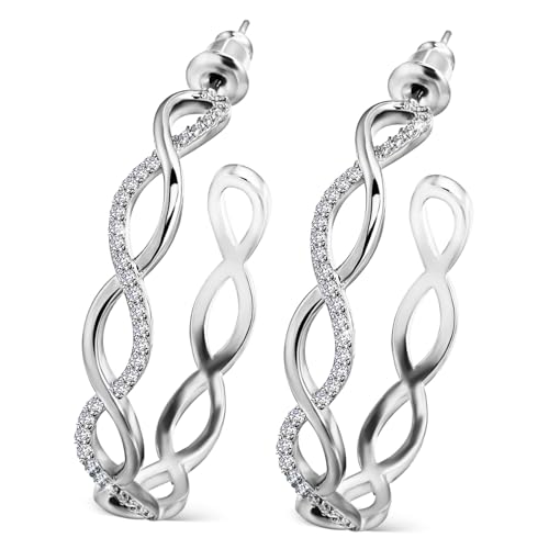 TOPPERFUN 1Paar Creolen Ohrringe für Damen Versilberte Langlebige und Bequeme Reifenohrringe für Leicht und Angenehm zu Tragen Vielseitig Kombinierbar von TOPPERFUN