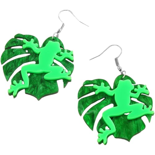 TOPPERFUN Froschohrringe für Damen Trendige Blattohrringe Hypoallergenem Material Lustige Hängende Tierohrringe Ohr Accessoire für Modebewusste Frauen für Alltag und Besondere Anlässe von TOPPERFUN