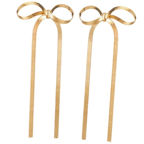 TOPPERFUN 1Paar Goldene Schleifen Ohrringe Ohrhänger für Damen Minimalistische Schleifen Designs Vielseitig für Party Hochzeit Leicht Langlebig von TOPPERFUN