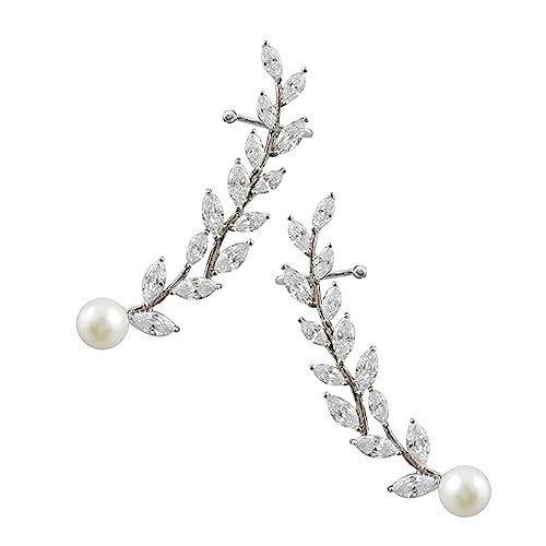 TOPPERFUN 1Paar Lange Ohrringe im Design Zirkonia für Damen Sterling Vergoldet oder Brautjungfern Stilvolle Schmuckaccessoires von TOPPERFUN
