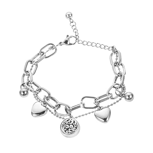 TOPPERFUN 1Satz Herzförmiges Aromatherapie Armband Titanstahl Verstellbares Modisches Hip Hop Schmuckstück mit Baumwollkernen für Alltag und Reisen Exquisites Design für Damen TOPPERFUN 1Satz Herzförmiges Aromatherapie Armband Titanstahl Verstellbares Modisches Hip Hop Schmuckstück mit Baumwollkernen für Alltag und Reisen Exquisites Design für Damen von TOPPERFUN