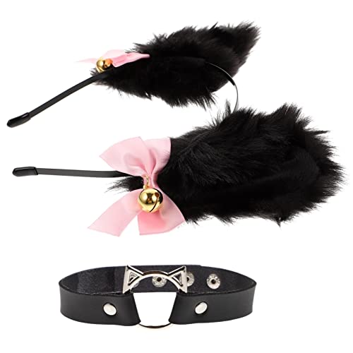 TOPPERFUN Katzenohr Haarreifen 2 Stück mit Choker für Dekoratives Stirnband für Cosplay Party Halloween Festival Einheitsgröße Design von TOPPERFUN