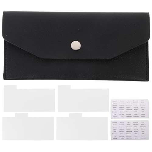 TOPPERFUN 1Satz PU Geldbörse mit Umschlagknopf Budget Umschlag Geldbeutel für Damen mit Trennfächern und Aufklebern Praktisch und für Alltag von TOPPERFUN