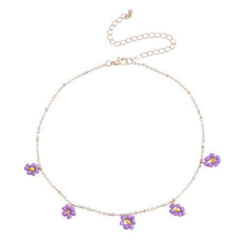 TOPPERFUN 1Stück Daisy Shaped Halskette für Frauen Handgemachte Verstellbare Perlenkette mit Gänseblümchenförmigem Anhänger für Besondere Anlässe Wie Geburtstag und von TOPPERFUN