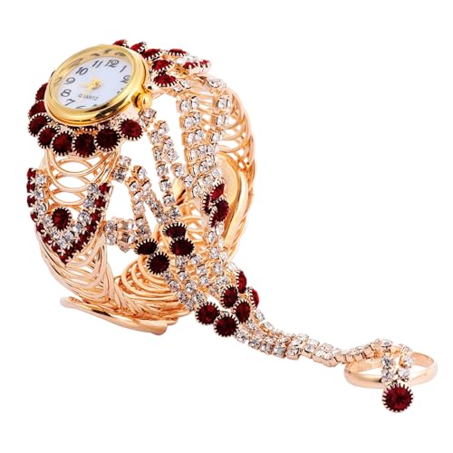 TOPPERFUN 1Stück Damen Armbanduhr mit Glitzer Ring Kreative Quarz Uhr für Modebewusste Frauen Leicht Langlebig für Besondere Anlässe von TOPPERFUN